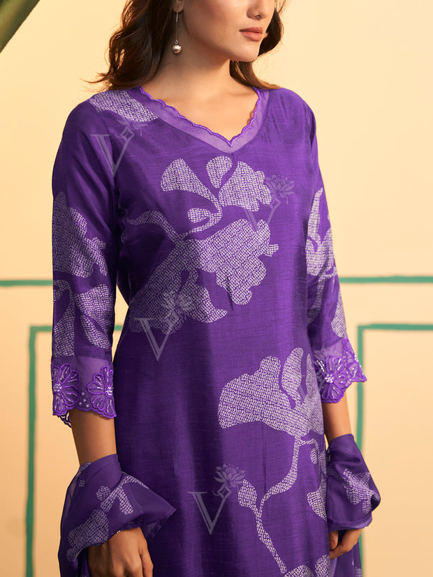 Purple Dola Silk Suit Set