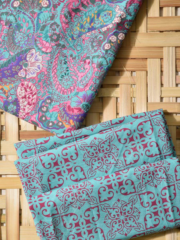 Blue Cotton Dress Material