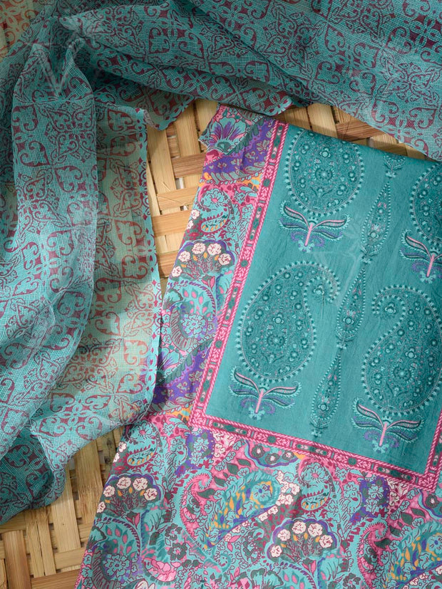 Blue Cotton Dress Material