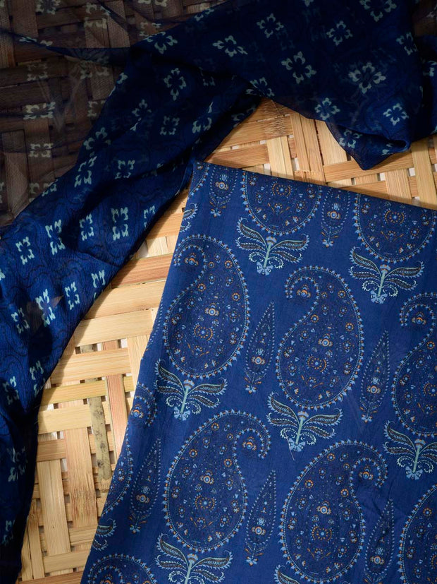 Blue Cotton Dress Material
