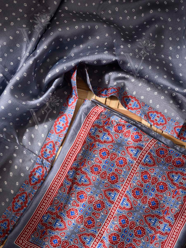 Grey Vasansi Silk Dress Material