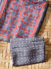 Grey Vasansi Silk Dress Material