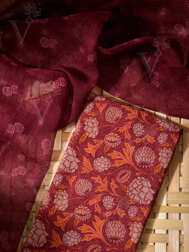 Rosewood Cotton Dress Material