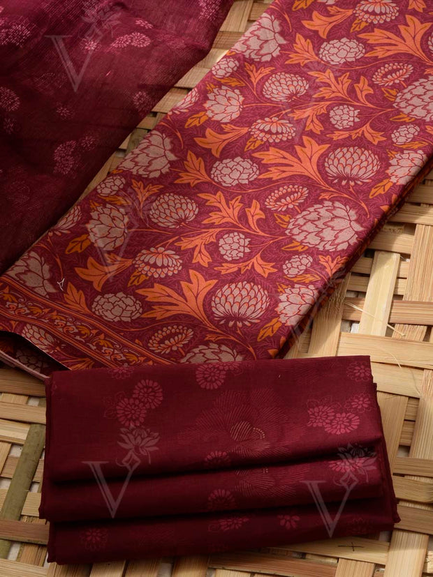 Rosewood Cotton Dress Material