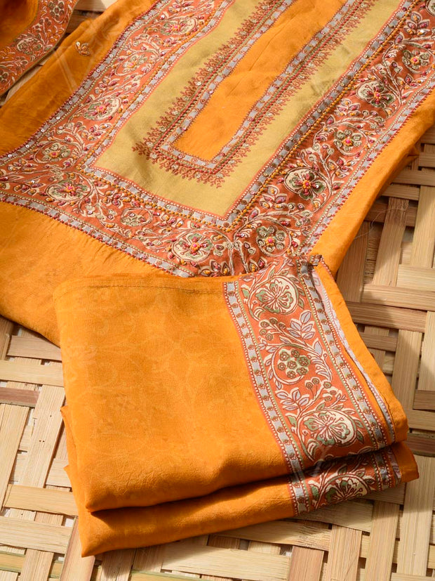 Yellow Vasansi Silk Dress Material
