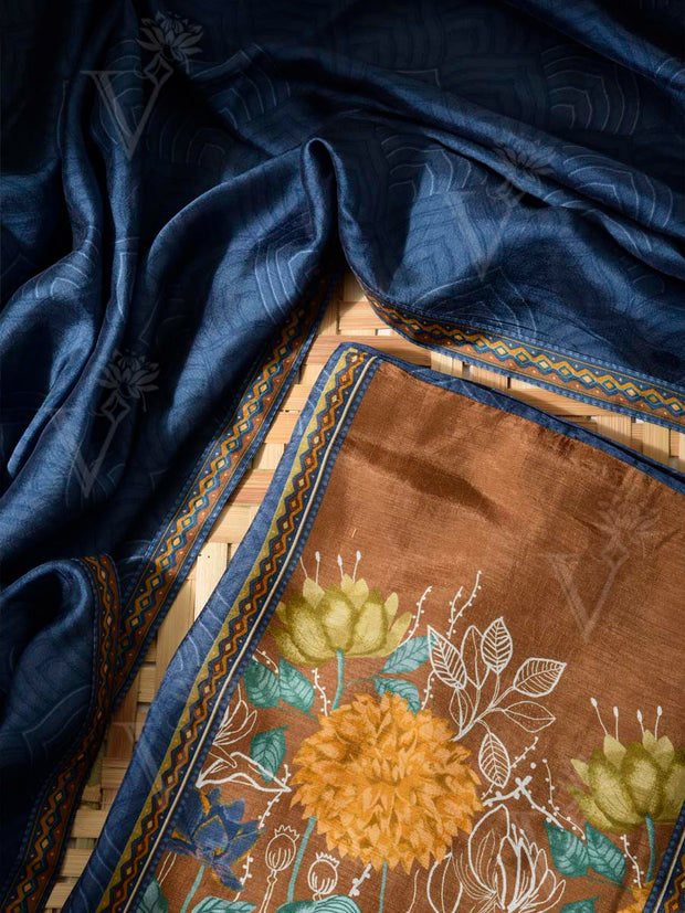 Blue Vasansi Silk Dress Material