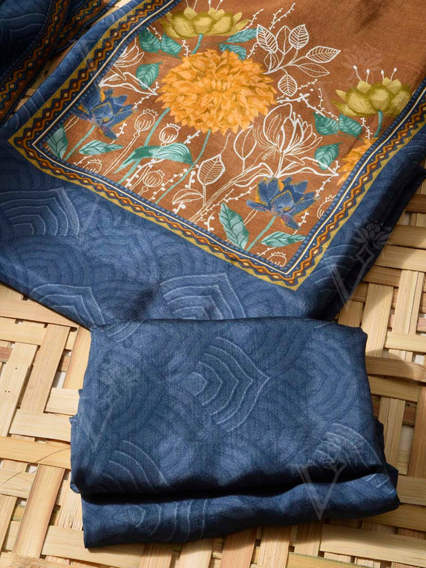 Blue Vasansi Silk Dress Material