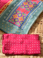 Green and Pink Vasansi Silk Dress Material
