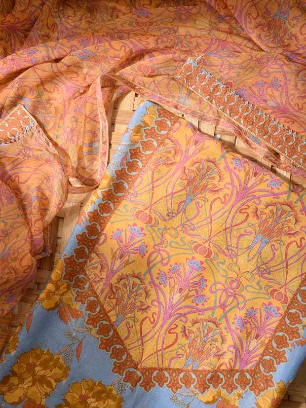 Blue Vasansi Silk Dress Material