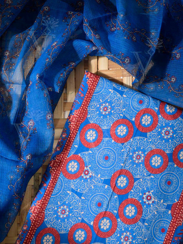 Blue Cotton Dress Material