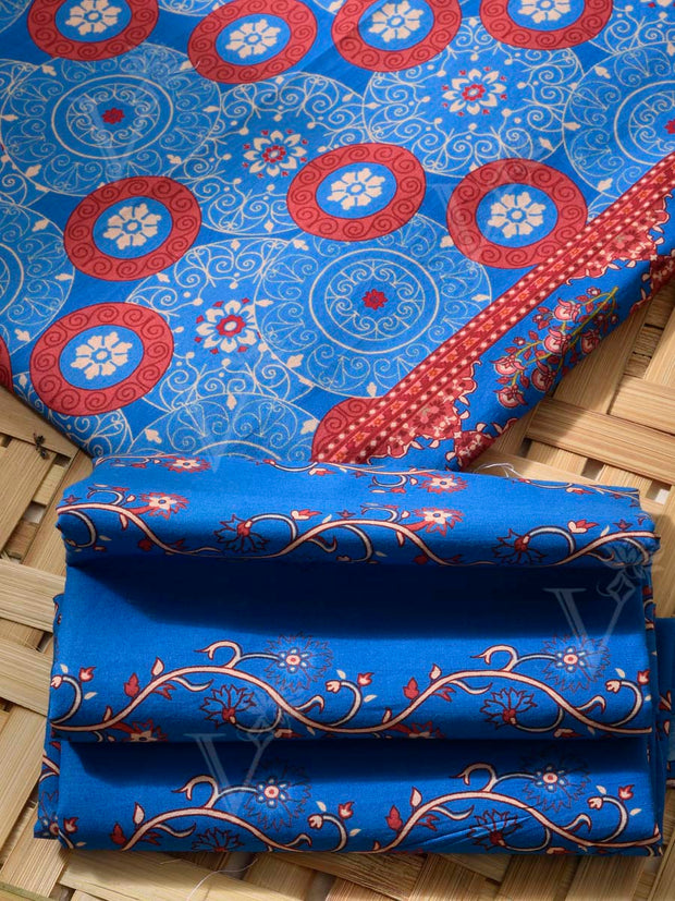 Blue Cotton Dress Material