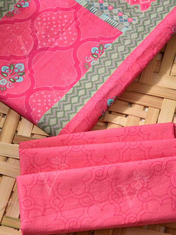 Pink Cotton Dress Material