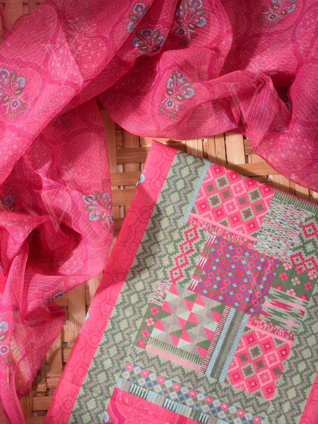 Pink Cotton Dress Material