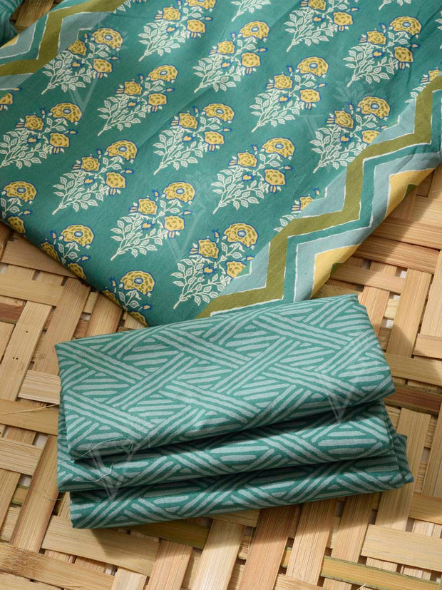 Turquoise Cotton Dress Material