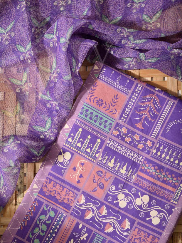 Violet Cotton Dress Material
