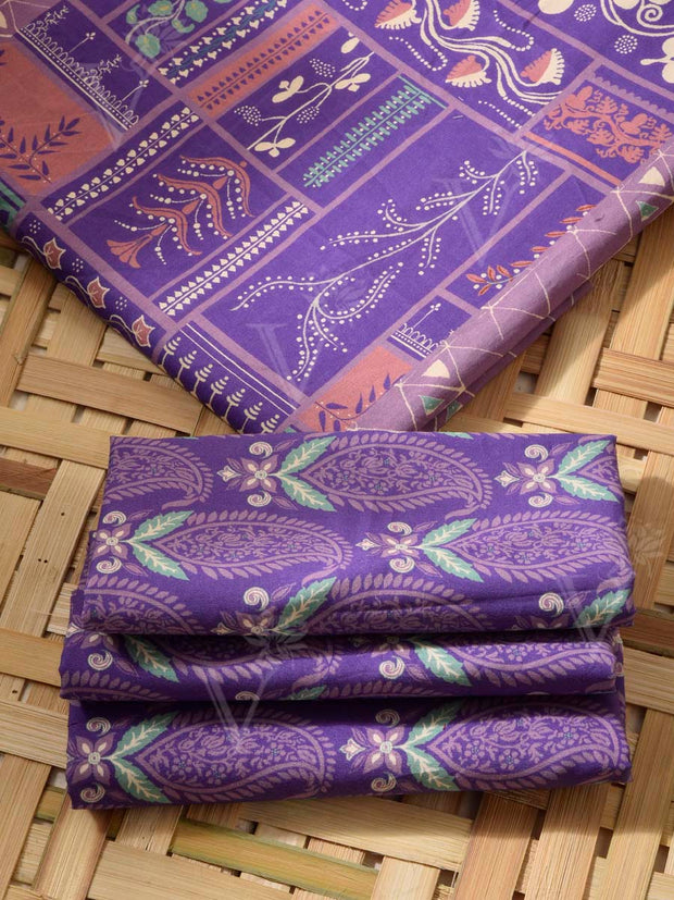 Violet Cotton Dress Material