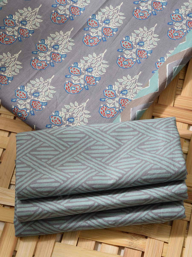 Grey Cotton Dress Material