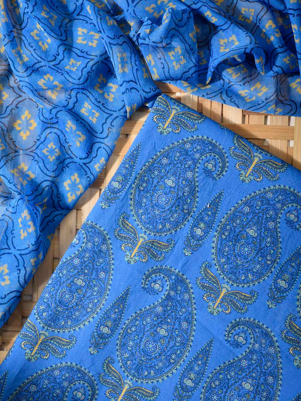 Blue Cotton Dress Material