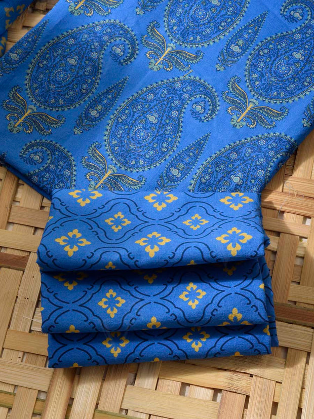 Blue Cotton Dress Material