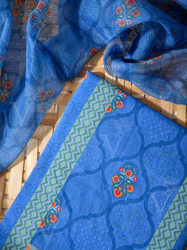 Blue Cotton Dress Material