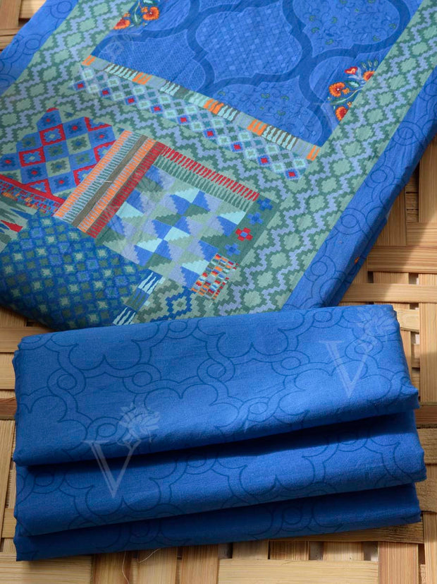 Blue Cotton Dress Material