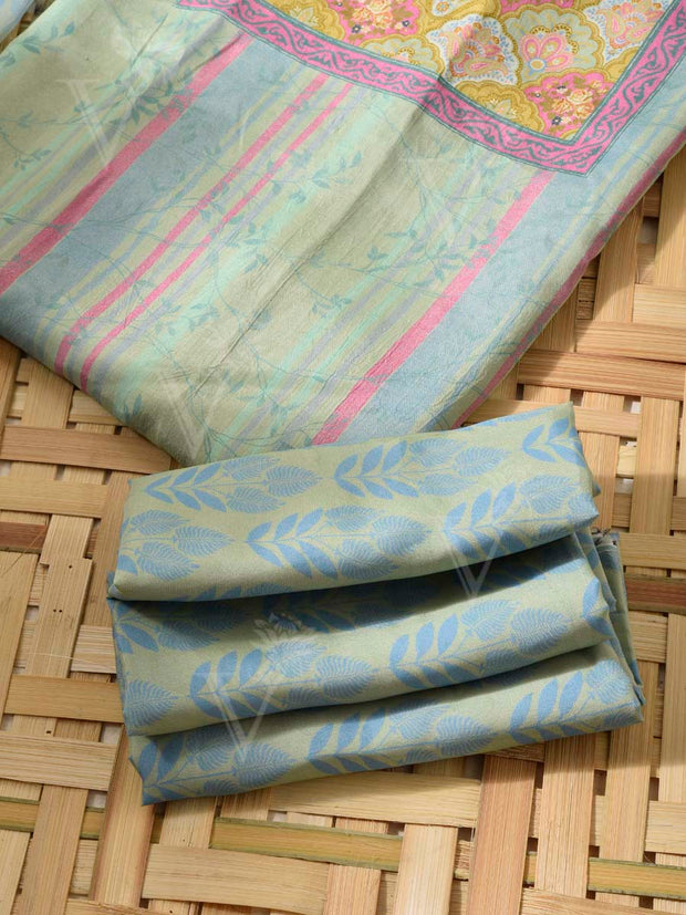 Blue Cotton Silk Dress Material
