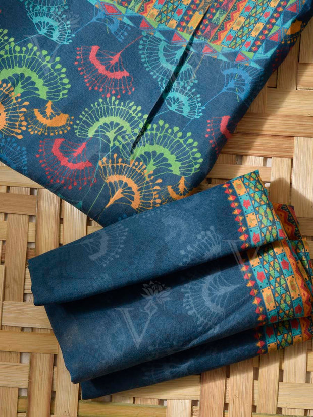 Blue Cotton Silk Dress Material