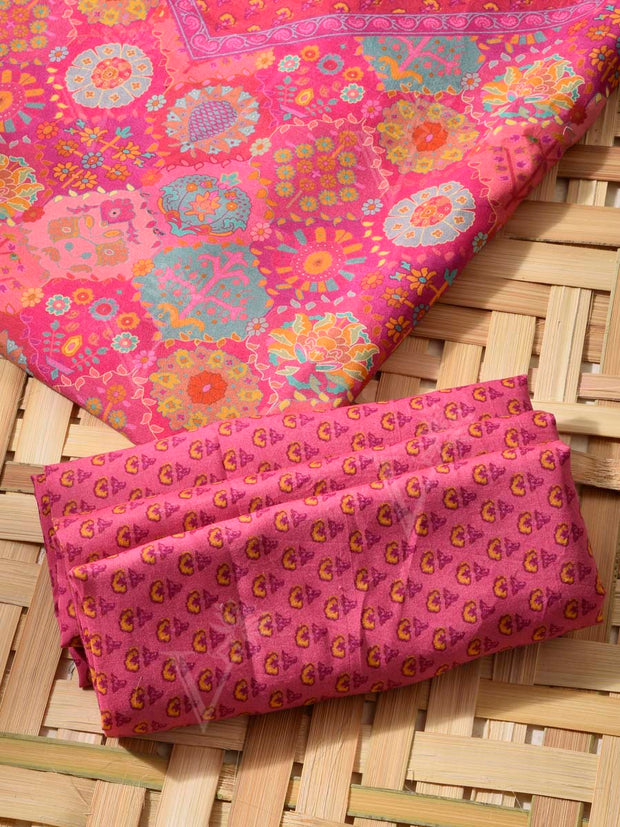 Pink Cotton Silk Dress Material