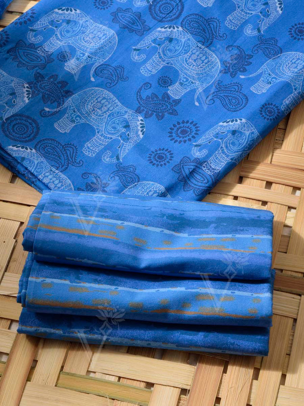 Blue Cotton Dress Material
