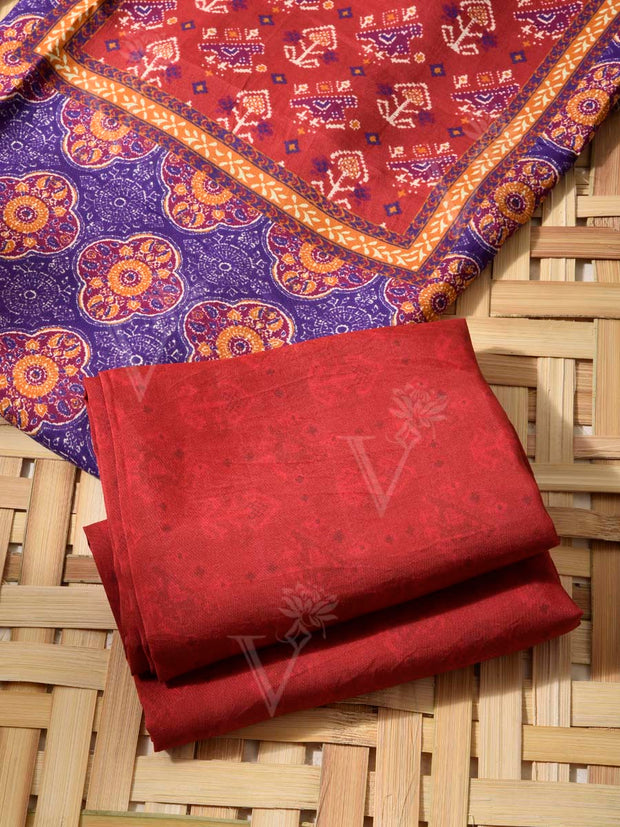 Blue and Brown Cotton Silk Dress Material