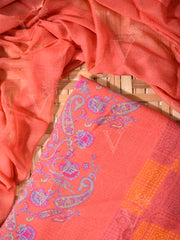Orange-Red Cotton Silk Dress Material