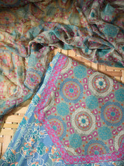 Blue Cotton Silk Dress Material