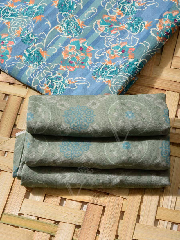 Blue Cotton Silk Dress Material