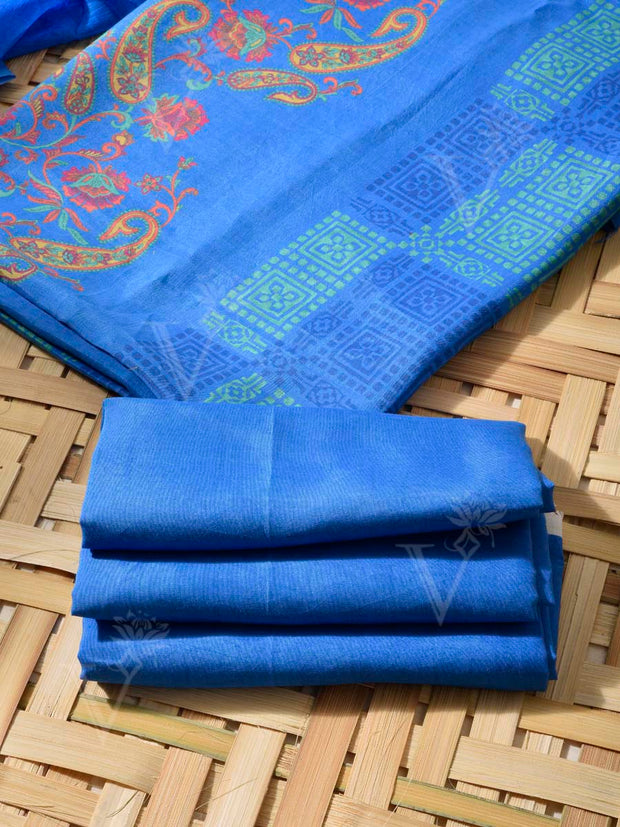 Blue Cotton Silk Dress Material