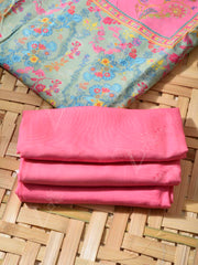 Pink and Green Cotton Silk Dress Material