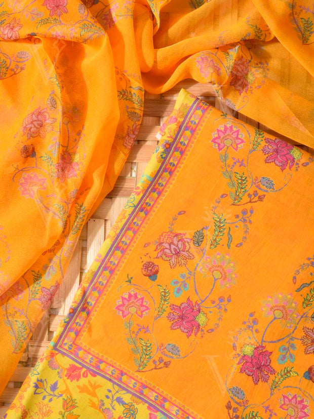 Yellow Cotton Silk Dress Material