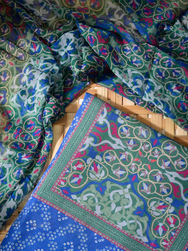 Blue Cotton Silk Dress Material