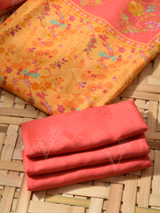 Yellow and Orange Cotton Silk Dress Material