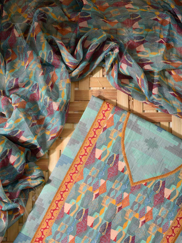 Blue Cotton Dress Material