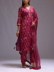 Rani Pink Cotton Printed Suit Set