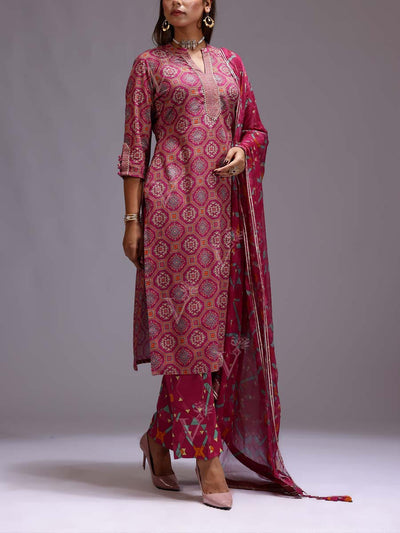 Pink Cotton Printed Suit Set