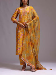 U2, MTO, DD28, Yellow ,  Chanderi, Printed,  Suit Set 