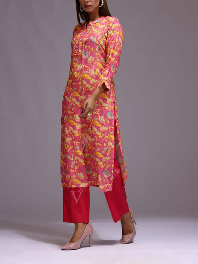 Pink Vasansi Silk Printed Kurti