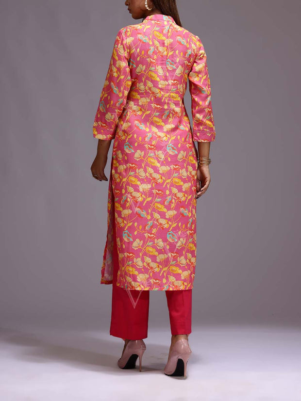 Pink Vasansi Silk Printed Kurti