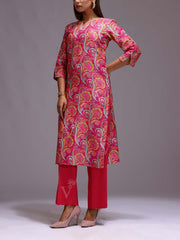 Pink Chanderi Printed Kurti