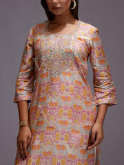 Beige Vasani Silk Printed Kurti