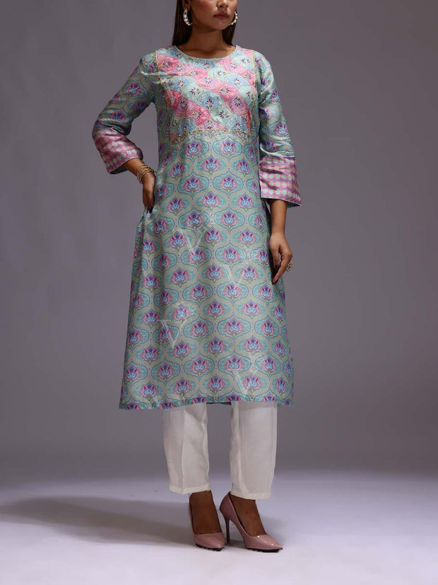 Green Vasansi Silk Printed Kurti