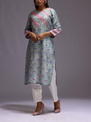 Green Vasansi Silk Printed Kurti