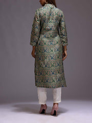 Green Chanderi Printed Kurti