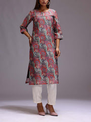 Grey Cotton Printed Kurti